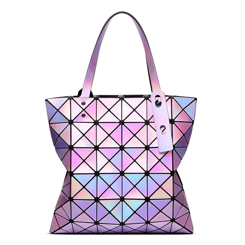 Laser Bright Geometry Diamond Handbag