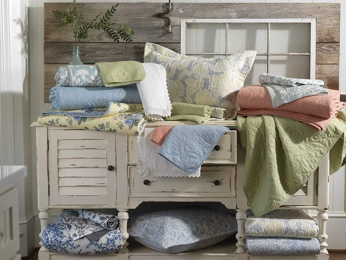 Laura Ashley - Twin Quilt Set, Reversible Cotton Bedding with Matching Sham, Farmhouse Inspired Home Decor (Paisley Printed Patchwork Blue, Twin)