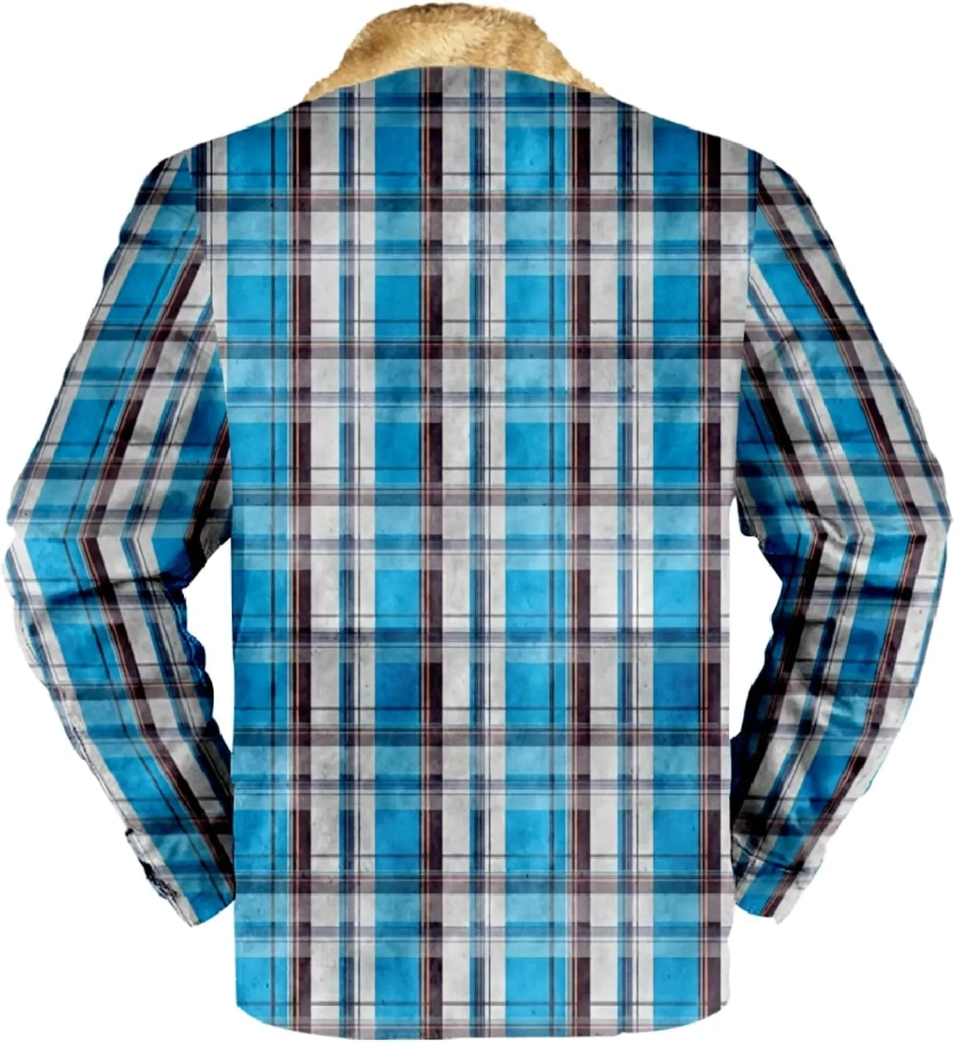 LCMTWX Fleece Plaid Flannel Jacket Plaid Print Lapel Button Down Pocket Long Sleeve Shirt Patchwork Jacket Thickened Sherpa