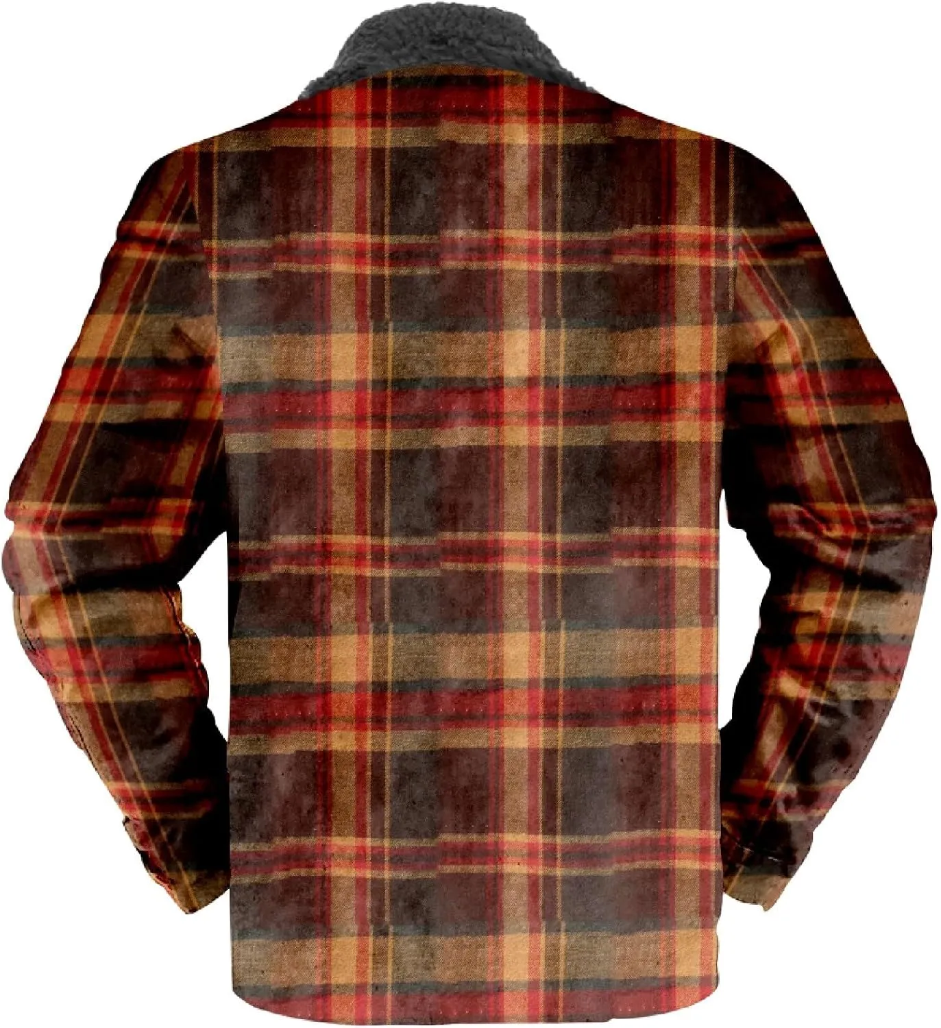 LCMTWX Fleece Plaid Flannel Jacket Print Hooded Zipper Pocket Long Sleeve Shirt Patchwork Jacket Loose Casual Thickened