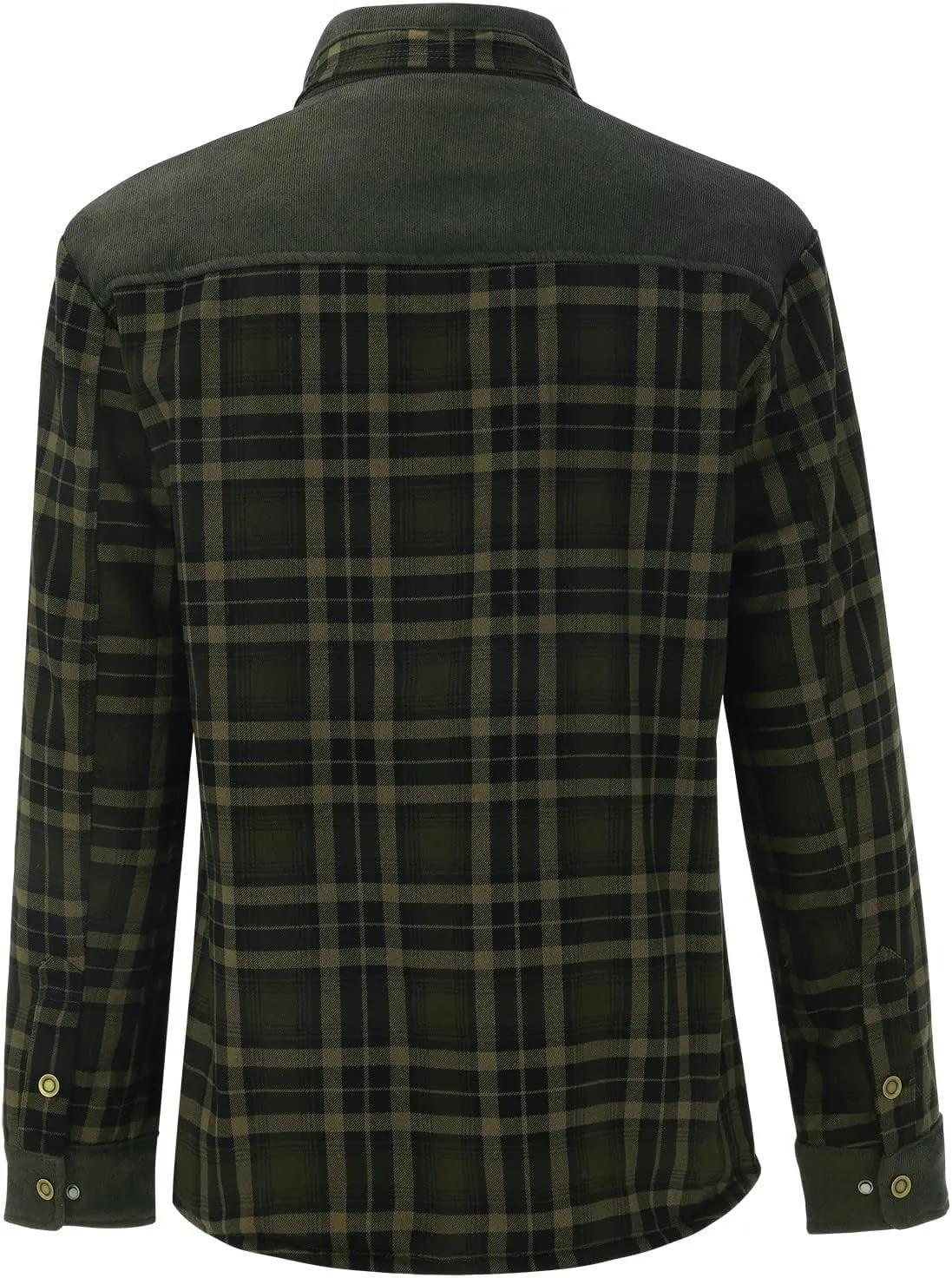 LCMTWX Mens Flannel Jacket Casual Plaid Print Lapel Button Down Pocket Long Sleeve Shirt Patchwork Jacket Thickened ​Coat
