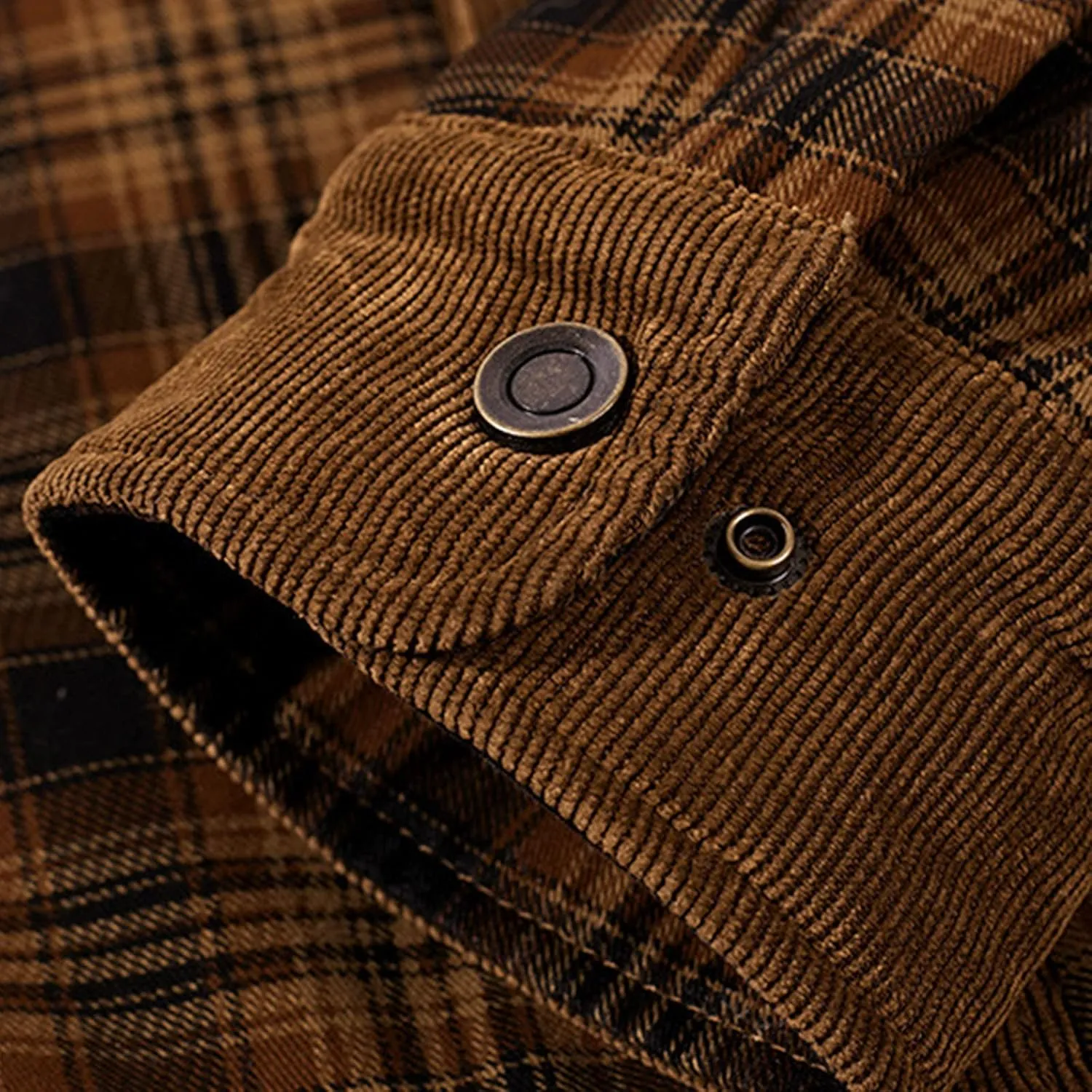 LCMTWX Mens Plaid Flannel Jacket Plaid Print Lapel Button Down Pocket Long Sleeve Shirt Patchwork Jacket Thickened ​Coat
