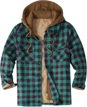 LCMTWX Mens Plaid Jacket And Winter Boho Print Hooded Zipper Pocket Long Sleeve Shirt Patchwork Casual Loose Thicken