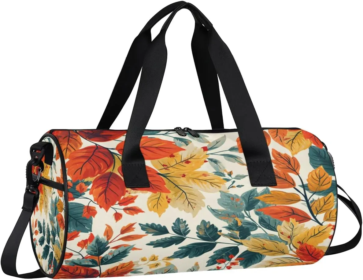 Leaf of Autumn Travel Gym Bag Waterproof Sport Dance Bag for Women Men Portable Gymnastics Duffel Bags Canvas Tote Carry on Handbag for Workout Overnight Weekender