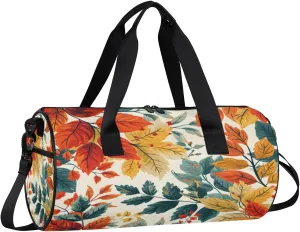 Leaf of Autumn Travel Gym Bag Waterproof Sport Dance Bag for Women Men Portable Gymnastics Duffel Bags Canvas Tote Carry on Handbag for Workout Overnight Weekender