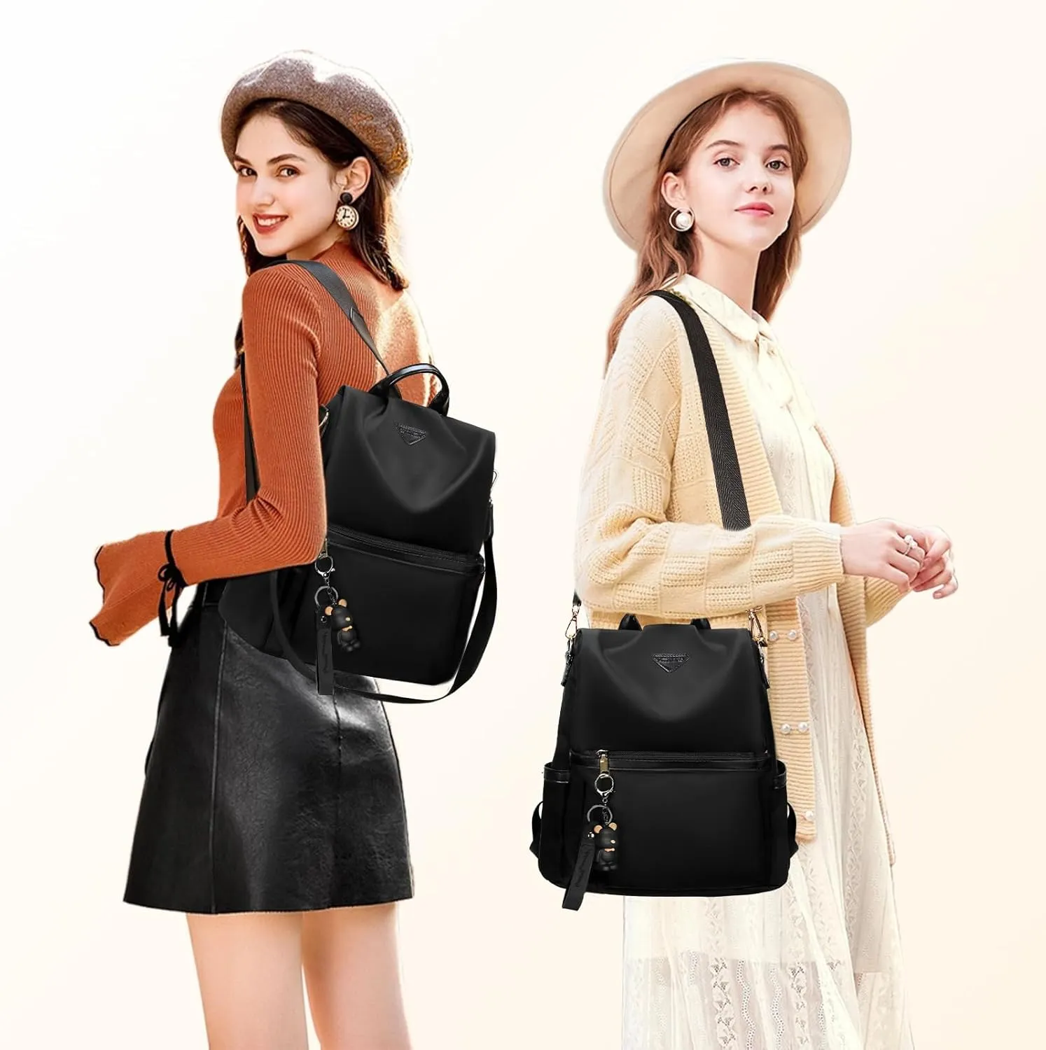 Leathario Women Backpack Purse Anti-Theft Nylon Small Casual Daypack Handbag Shoulder Mini Bookbag for College Travel Work