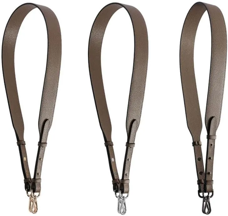 Leather Bag Strap for Bags Adjustable Purse Straps Replacement Shoulder Purse Straps for Handbags Silver Clasp Dark Brown
