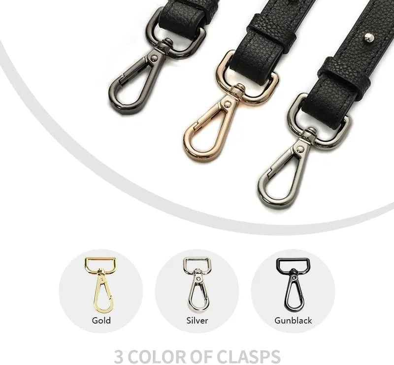 Leather Bag Strap for Bags Adjustable Purse Straps Replacement Shoulder Purse Straps for Handbags Silver Clasp Dark Brown