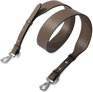 Leather Bag Strap for Bags Adjustable Purse Straps Replacement Shoulder Purse Straps for Handbags Silver Clasp Dark Brown