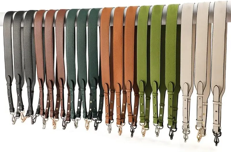 Leather Bag Strap for Bags Adjustable Purse Straps Replacement Shoulder Purse Straps for Handbags Silver Clasp Dark Brown
