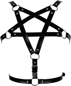 Leather Body Harness Bra for Women Punk Goth Tops Cage Strap Adjust Plus Size Festival Rave Costume