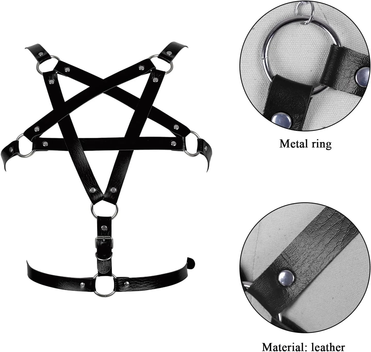Leather Body Harness Bra for Women Punk Goth Tops Cage Strap Adjust Plus Size Festival Rave Costume