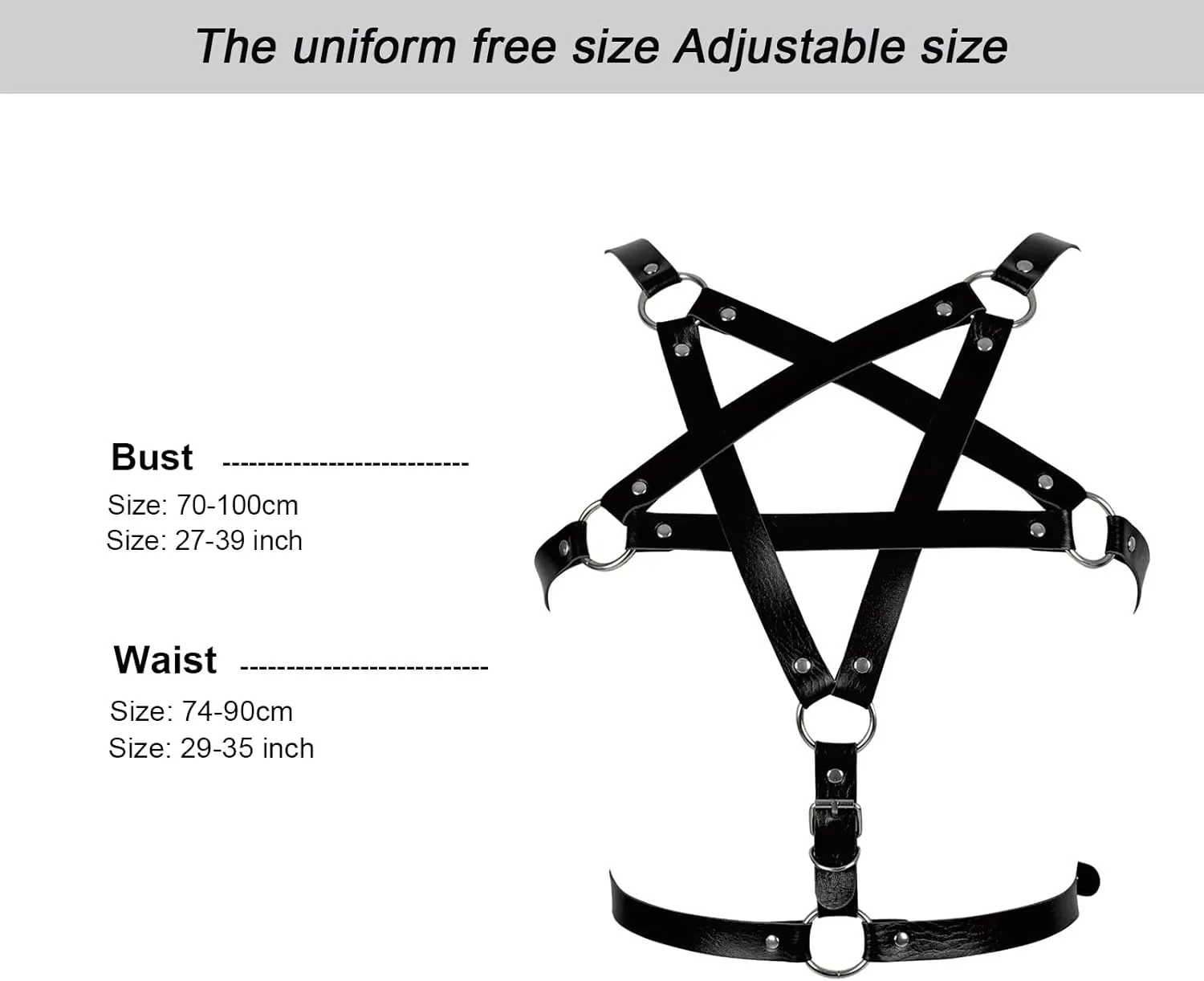 Leather Body Harness Bra for Women Punk Goth Tops Cage Strap Adjust Plus Size Festival Rave Costume