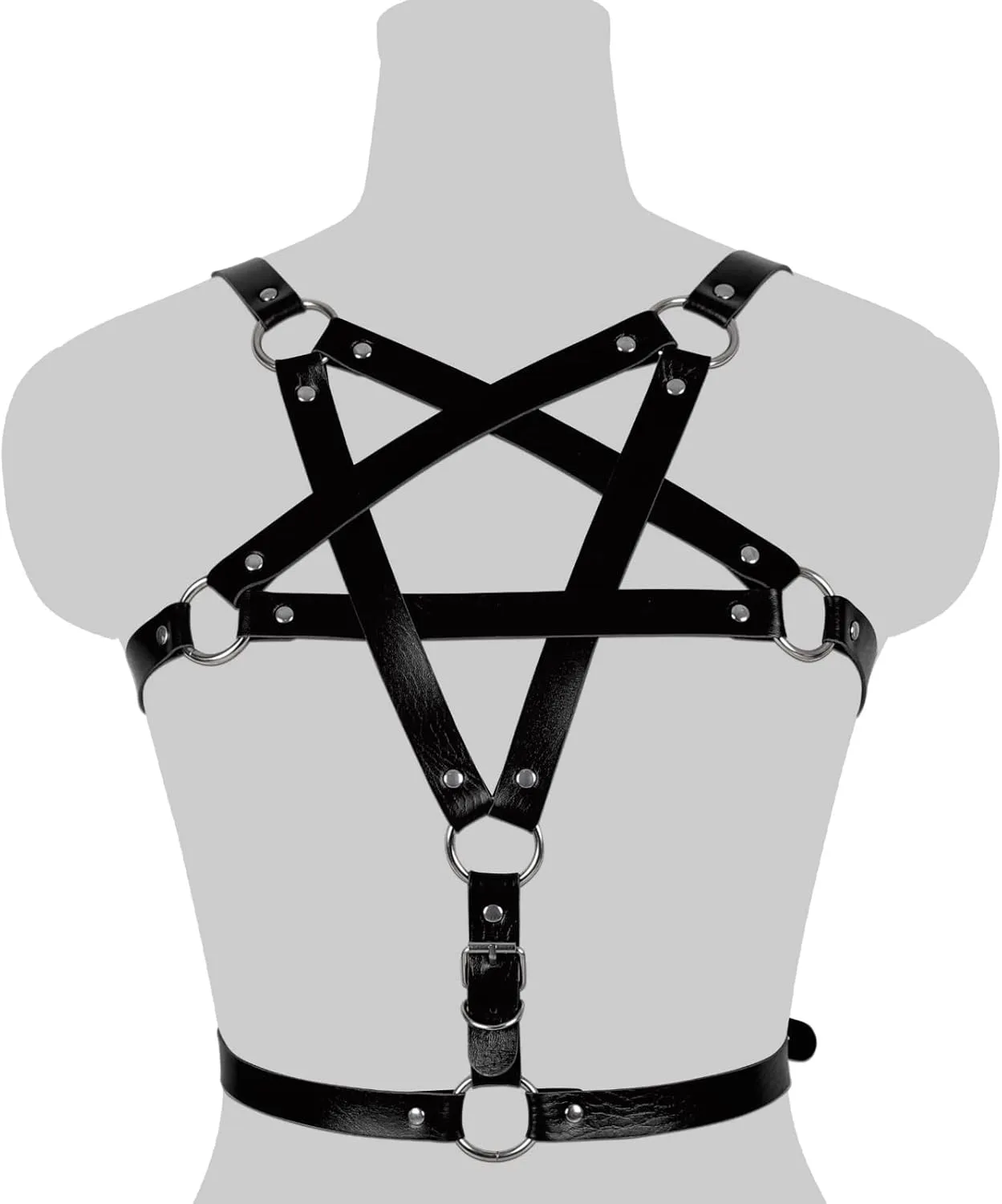 Leather Body Harness Bra for Women Punk Goth Tops Cage Strap Adjust Plus Size Festival Rave Costume