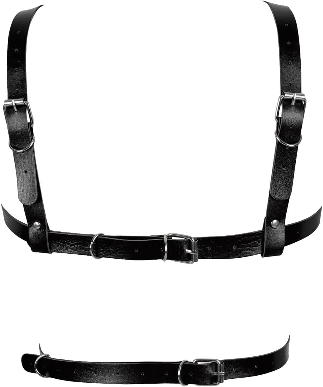 Leather Body Harness Bra for Women Punk Goth Tops Cage Strap Adjust Plus Size Festival Rave Costume