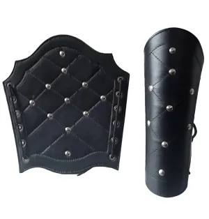 leather bracers Medieval forearm bracers Leather arm guards Large size bracers Black leather bracers Renaissance fair accessories