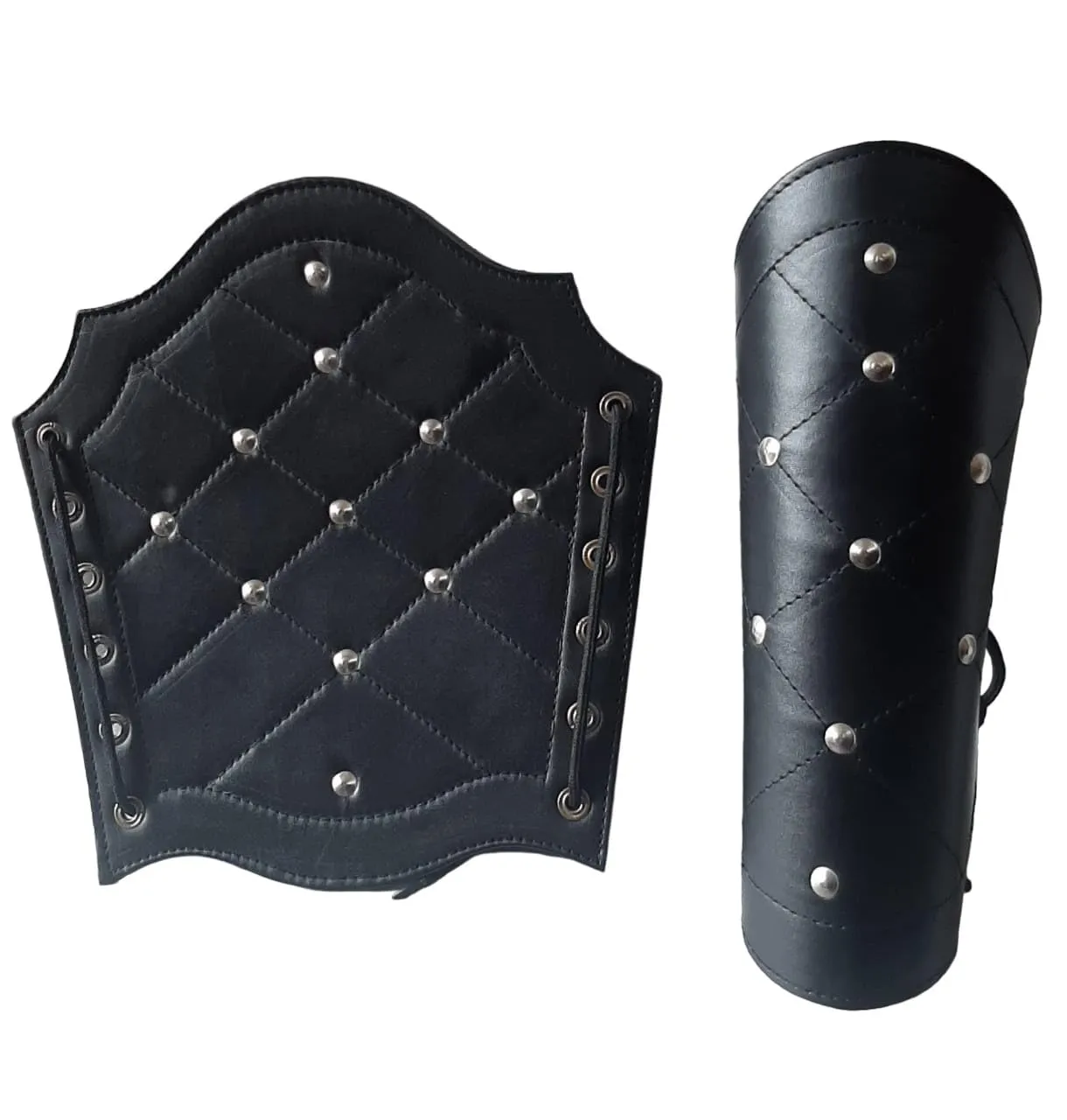leather bracers Medieval forearm bracers Leather arm guards Large size bracers Black leather bracers Renaissance fair accessories