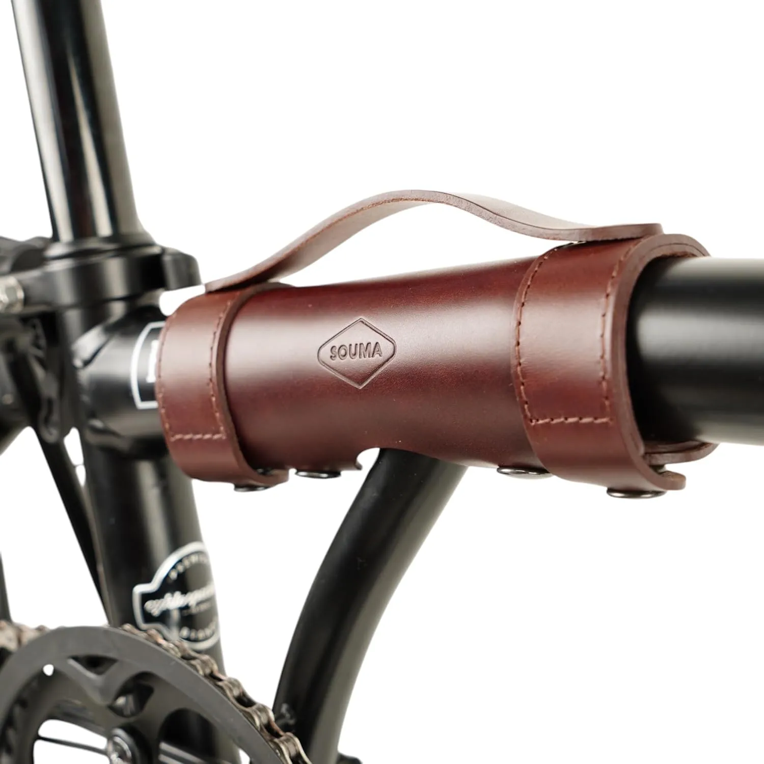Leather Carry Handle for Brompton bicycle - Full grain leather, handle for carrying Brompton folding bike (Brown)