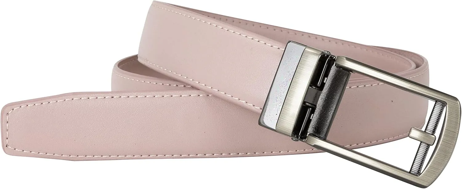 Leather Ratchet Belt for Women, Trim to Fit 18"- 44" Waist, Automatic Slide Buckle, No Holes, Gift Box