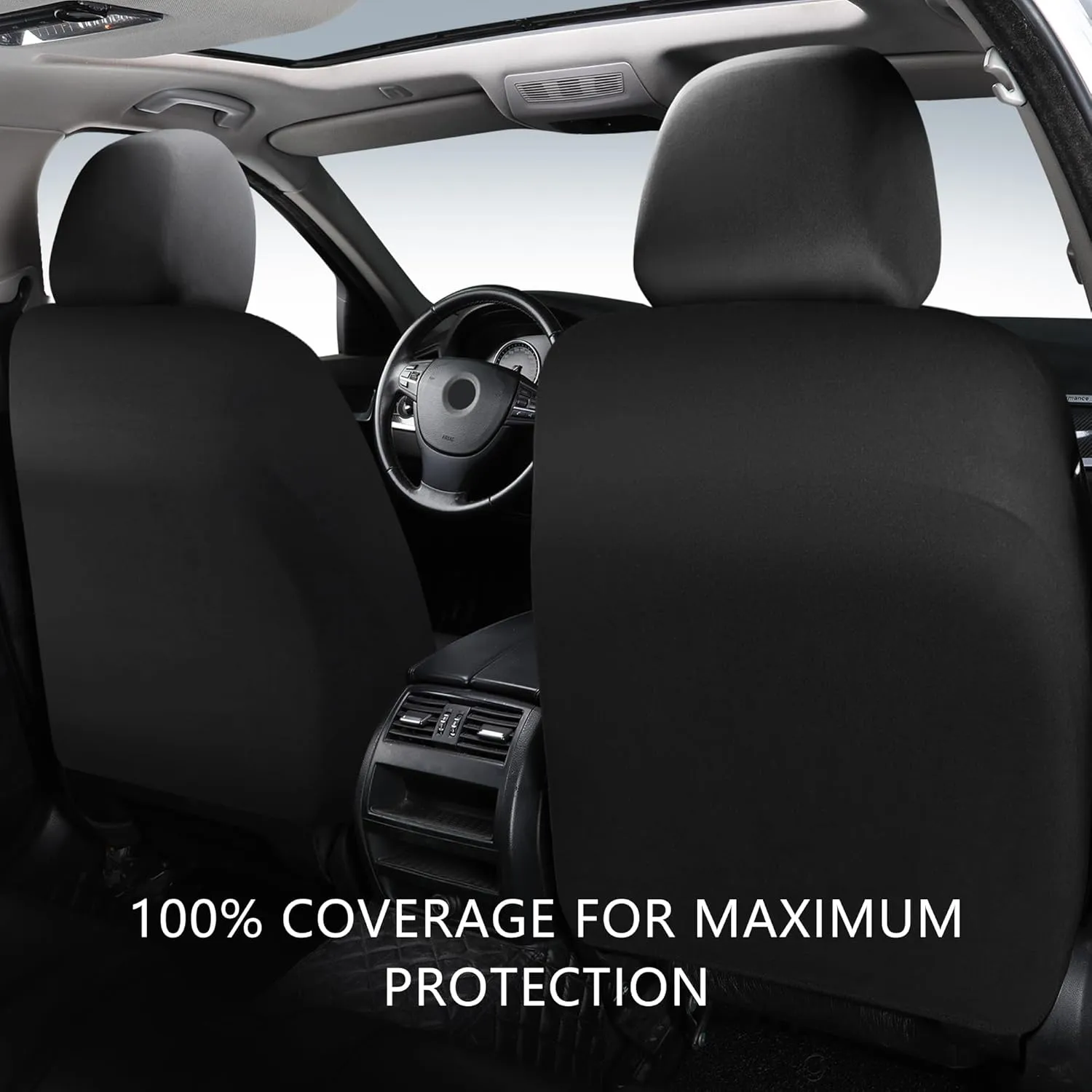 Leather Seat Covers,Breathable and Comfortable 3D Foam Back Support Car Seat Covers,Airbag Compatible,Automotive Seat Cover Protector Waterproof,Universal Fit for Cars,SUVs,Trucks (2PCS,N5)