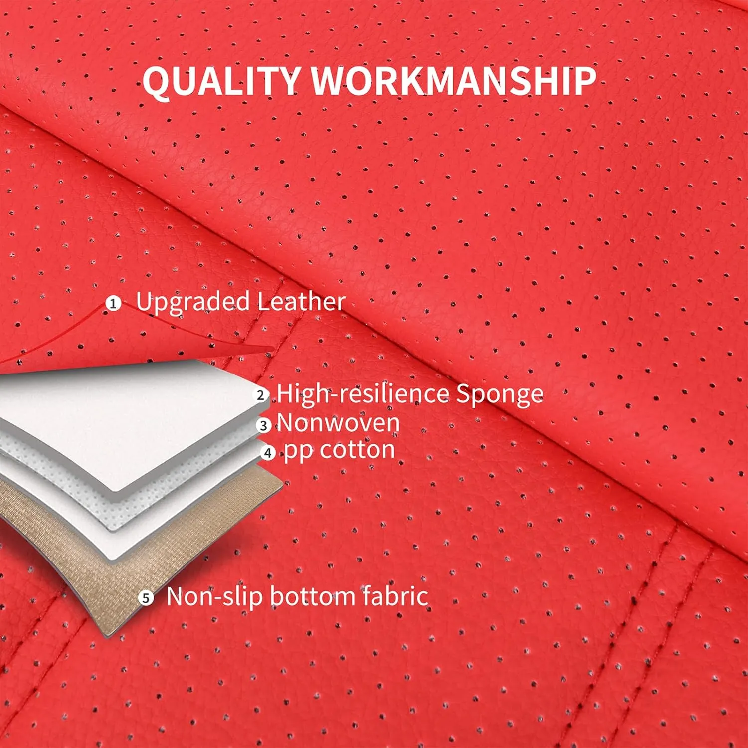 Leather Seat Covers,Breathable and Comfortable 3D Foam Back Support Car Seat Covers,Airbag Compatible,Automotive Seat Cover Protector Waterproof,Universal Fit for Cars,SUVs,Trucks (2PCS,N5)