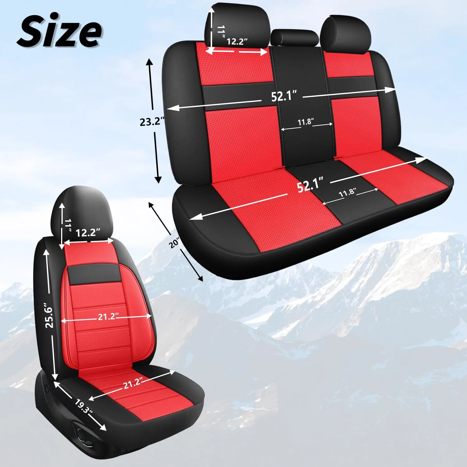 Leather Seat Covers,Breathable and Comfortable 3D Foam Back Support Car Seat Covers,Airbag Compatible,Automotive Seat Cover Protector Waterproof,Universal Fit for Cars,SUVs,Trucks (2PCS,N5)