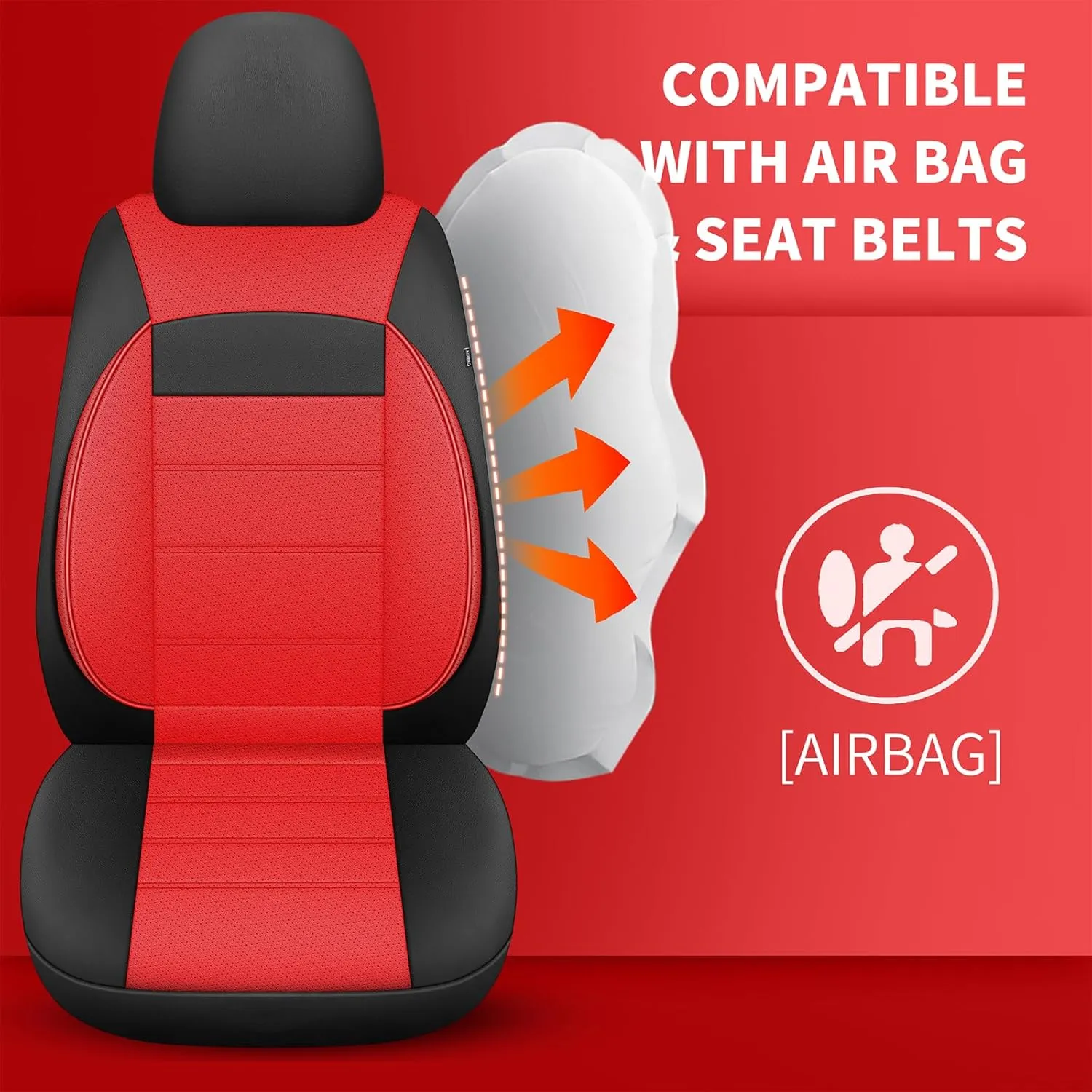 Leather Seat Covers,Breathable and Comfortable 3D Foam Back Support Car Seat Covers,Airbag Compatible,Automotive Seat Cover Protector Waterproof,Universal Fit for Cars,SUVs,Trucks (2PCS,N5)
