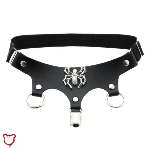 Leather Spider Double Ring Garter