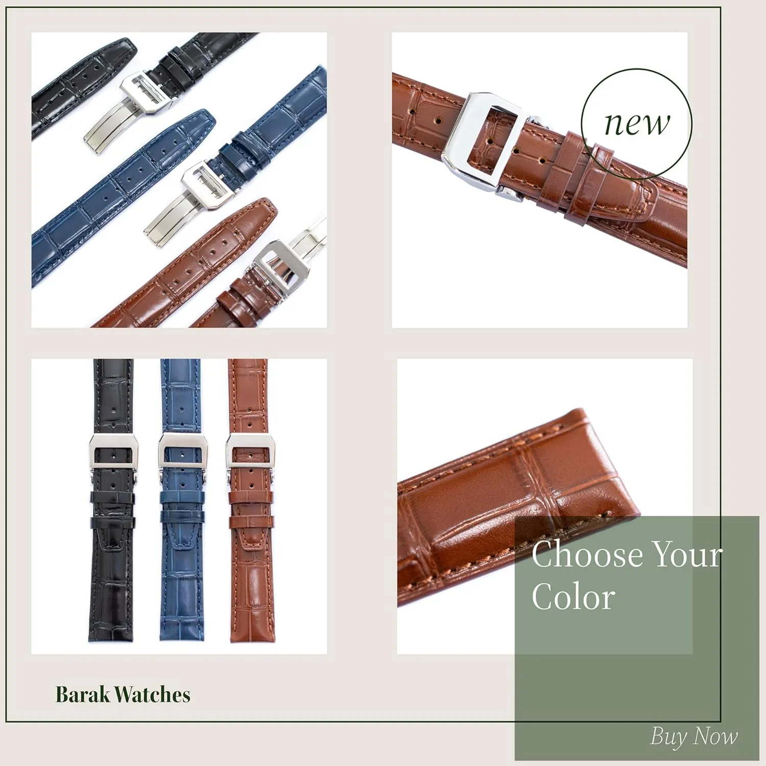 Leather Strap For IWC Big Pilot Watches, Croco Watch Band With Deployment Clasp For IWC Schaffhausen Pilot Watches