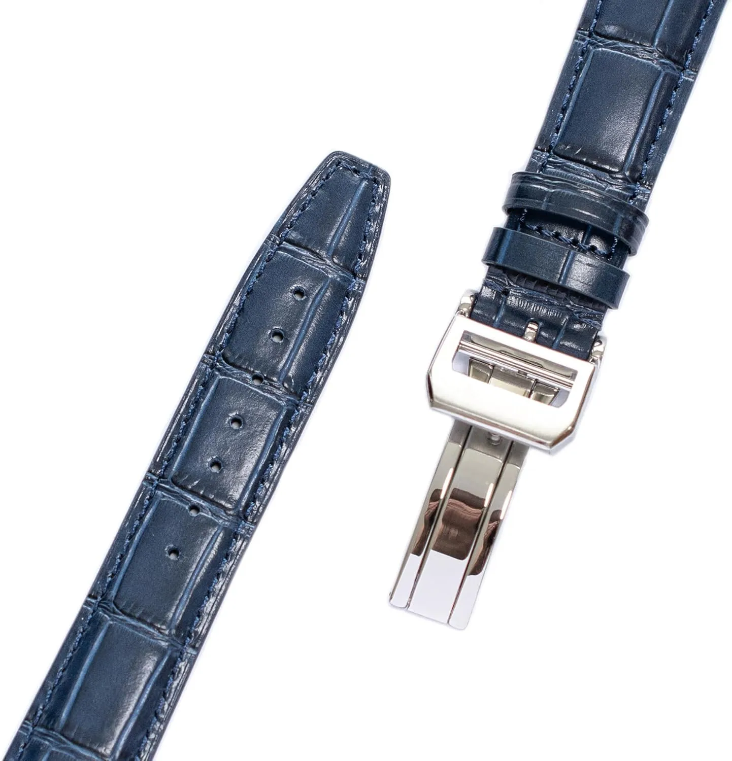 Leather Strap For IWC Big Pilot Watches, Croco Watch Band With Deployment Clasp For IWC Schaffhausen Pilot Watches