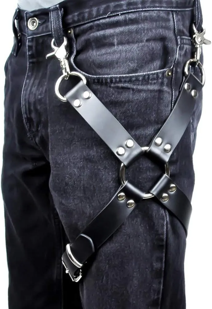 Leather Thigh Leg Garters Belt Harness Punk Body Cage for Women or Men(TH02)