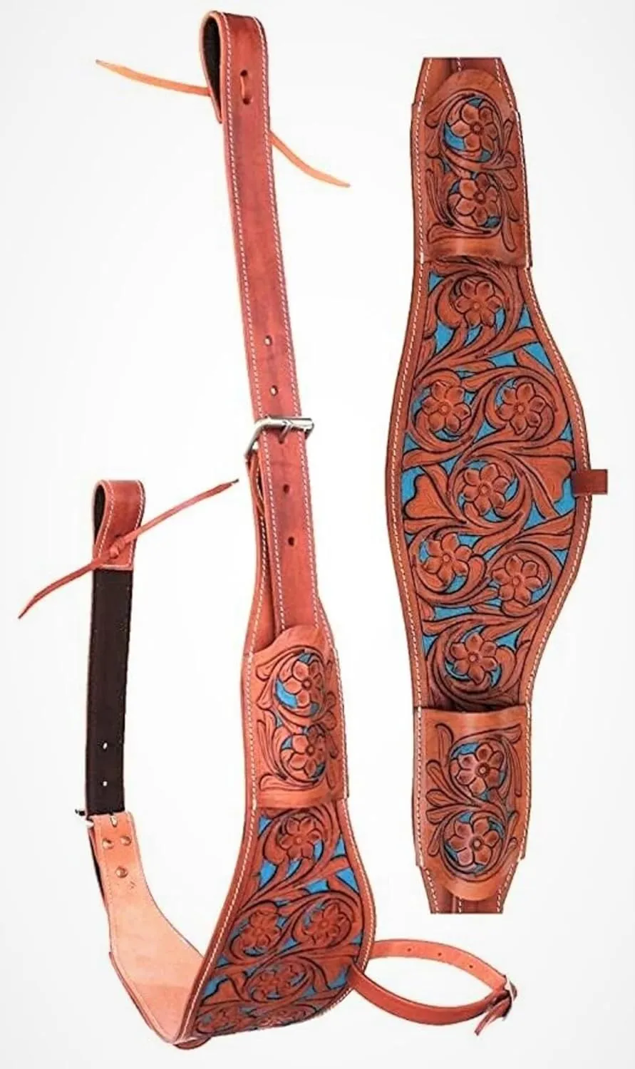 Leather Western Horse Saddle Girth Back Cinch Strap Western Horse Saddle Bucking Strap Rear Girth Flank Cinch Smooth Leather Size Length: 40 Buckle to Buckle & Width: 2.75 with 2 Buckles, LG17