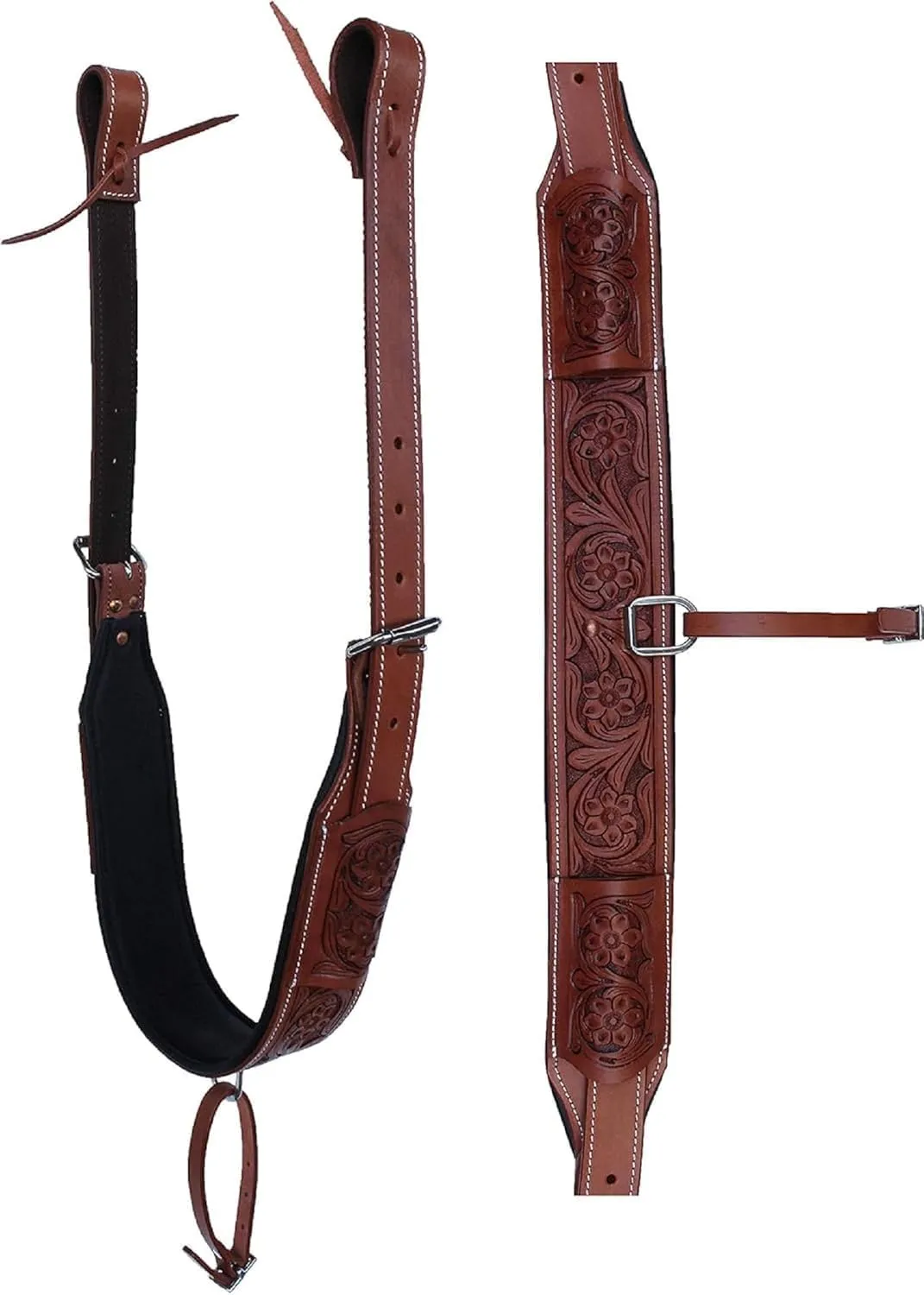 Leather Western Horse Saddle Girth Back Cinch Strap Western Horse Saddle Bucking Strap Rear Girth Flank Cinch Smooth Leather Size Length: 40 Buckle to Buckle & Width: 2.75 with 2 Buckles, LG37