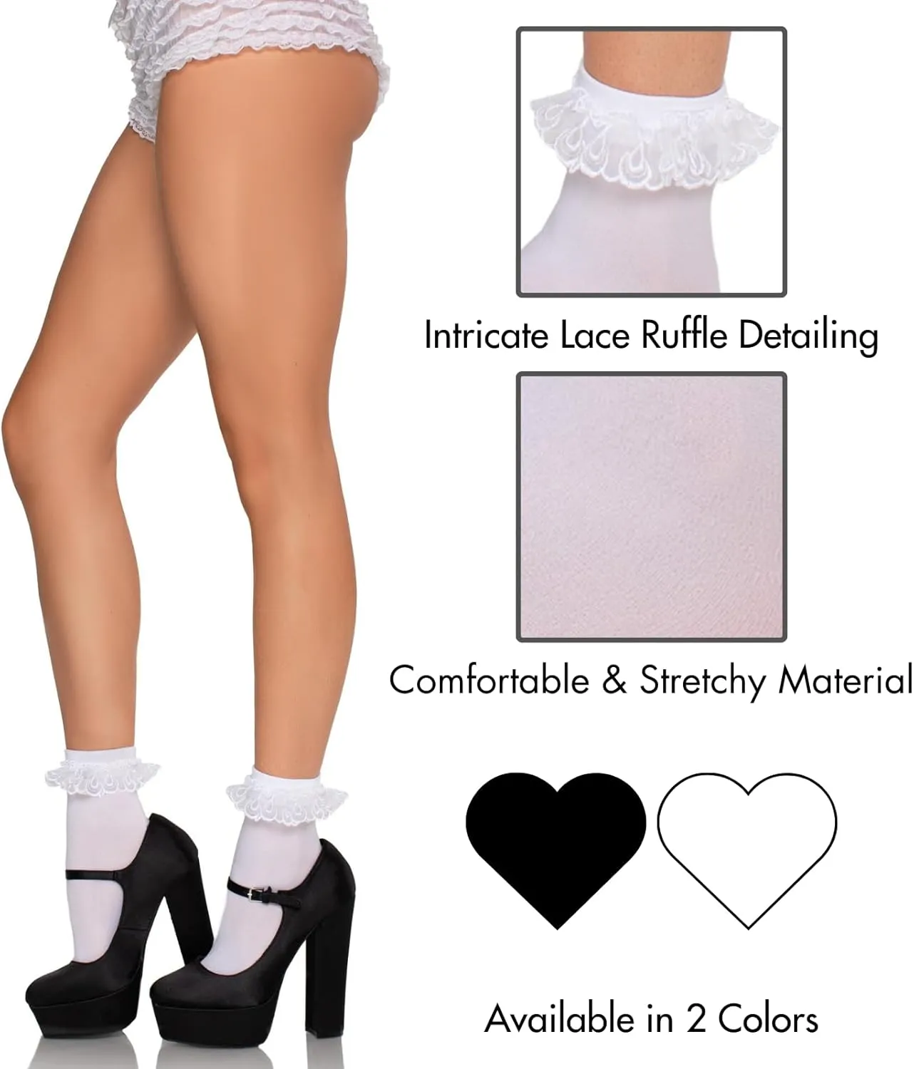 Leg Avenue Women's Lace Ruffle Nylon Anklet Socks