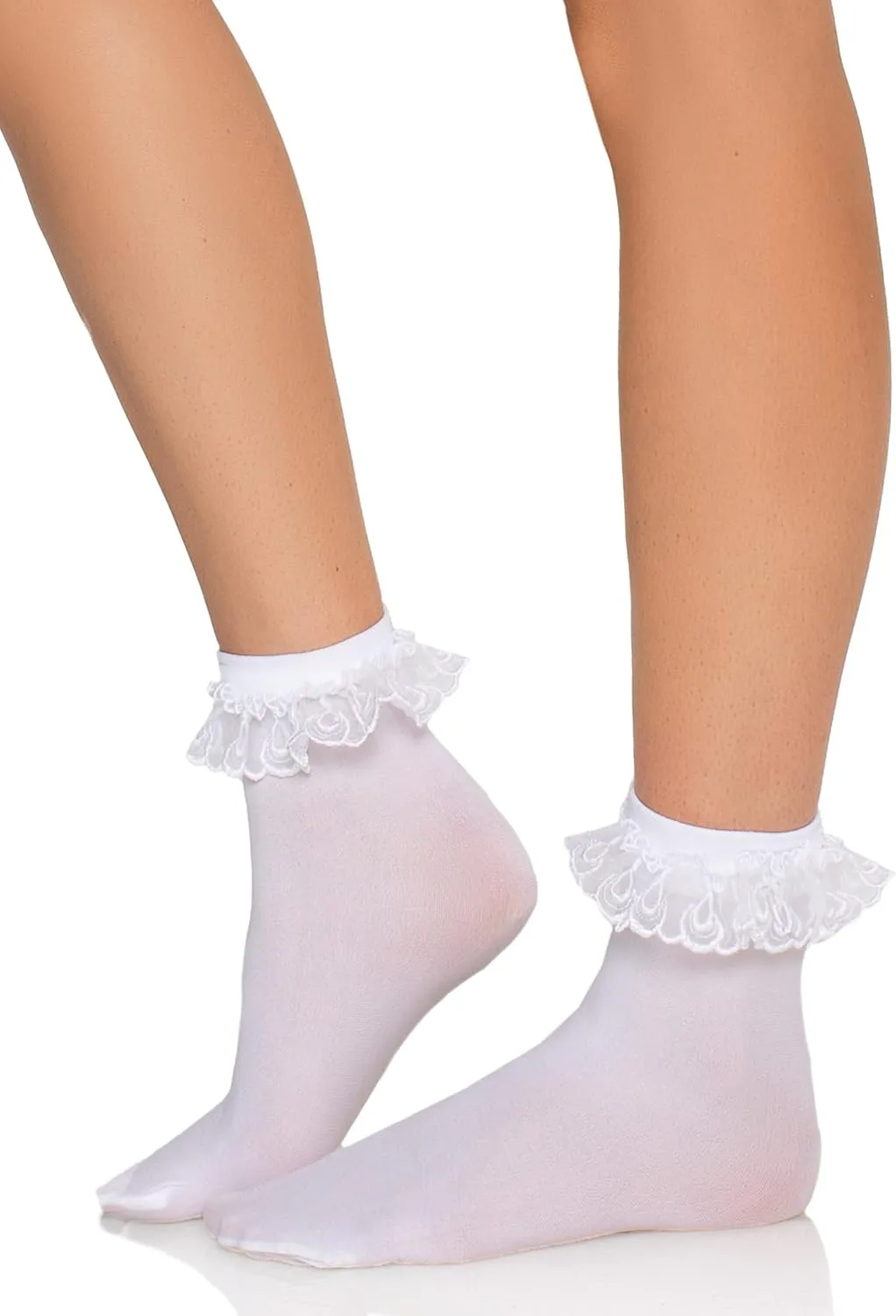 Leg Avenue Women's Lace Ruffle Nylon Anklet Socks