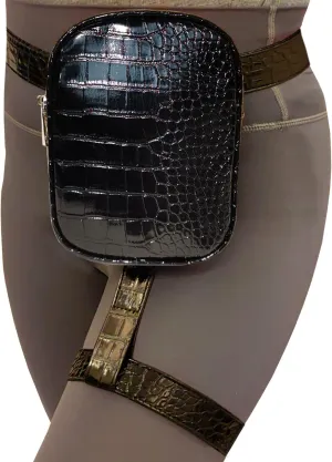 Leg Harness - Synthetic Leather Thigh Bag - Black