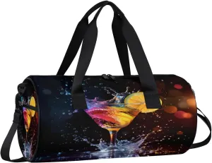 Lemon Juice Glass Travel Gym Bag Waterproof Sport Dance Bag for Women Men Portable Gymnastics Duffel Bags Canvas Tote Carry on Handbag for Workout Overnight Weekender