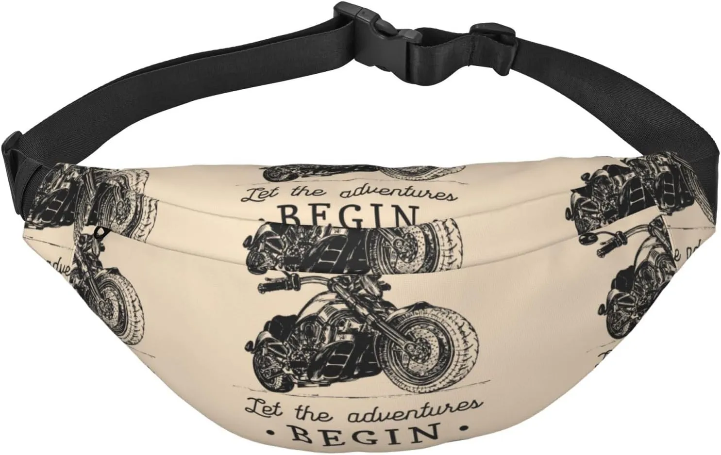 Let The Adventure Begin Print Fanny Pack Waist Packs For Men Women, Waist Bag Hip Pack For Travel Hiking Running Outdoor Sports