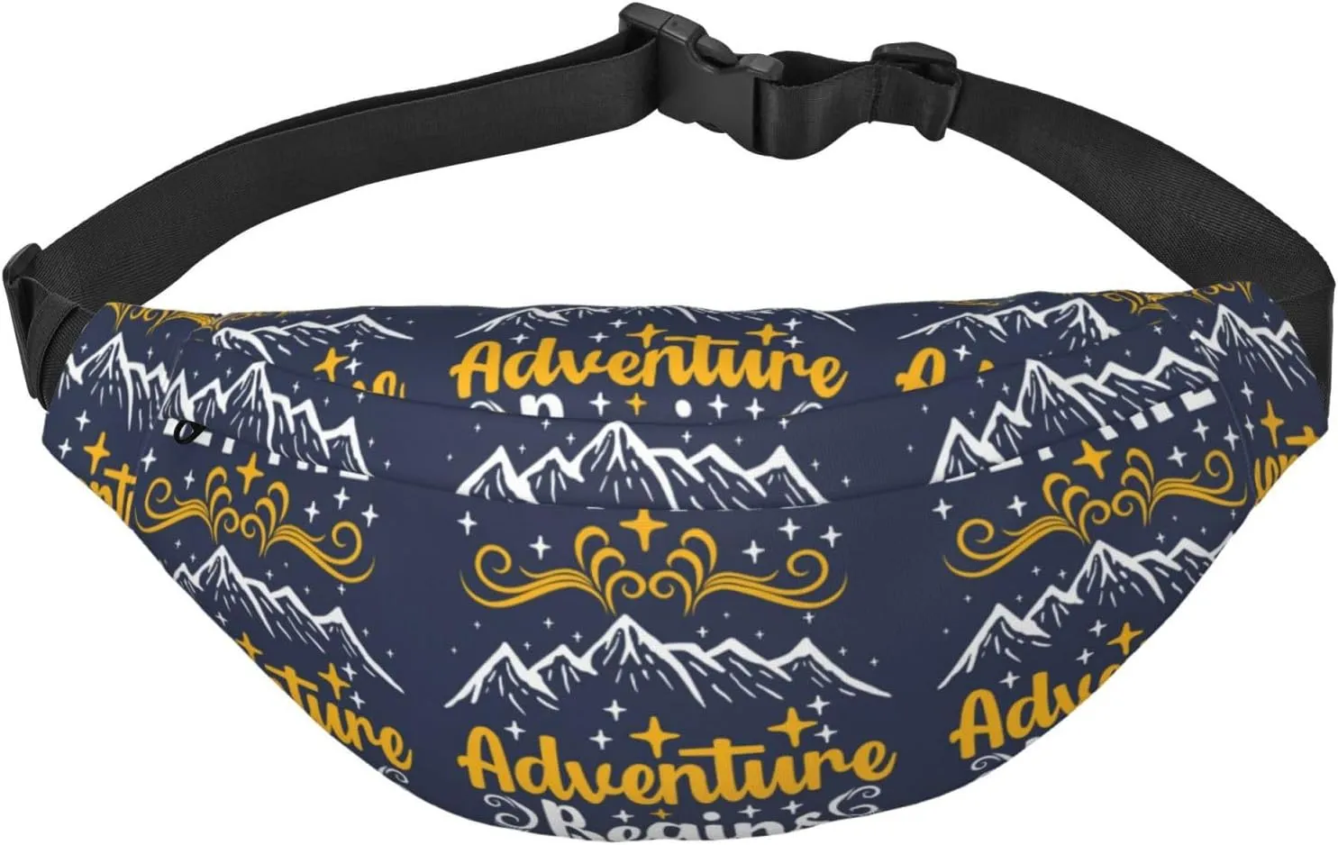 Let The Adventure Begins Print Fanny Pack Waist Packs For Men Women, Waist Bag Hip Pack For Travel Hiking Running Outdoor Sports
