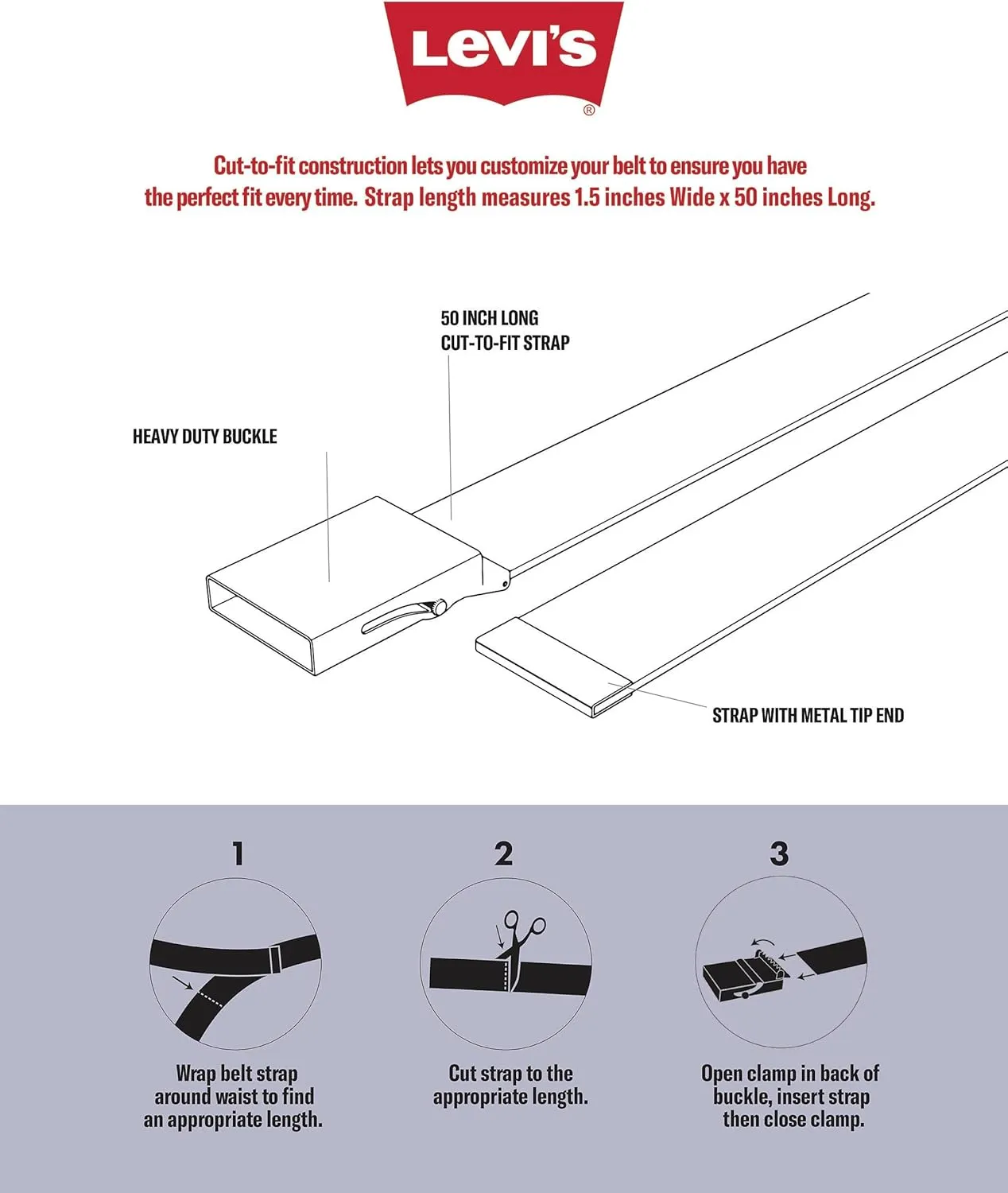 Levi's Unisex-Adult Casual Cut-To-Fit Web Belt Sets - 3 Pack Straps with 1 Interchangeable Buckle
