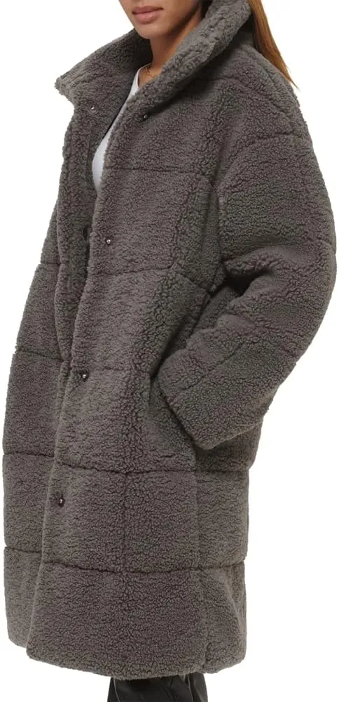 Levi's womens Long Length Patchwork Quilted Teddy Coat