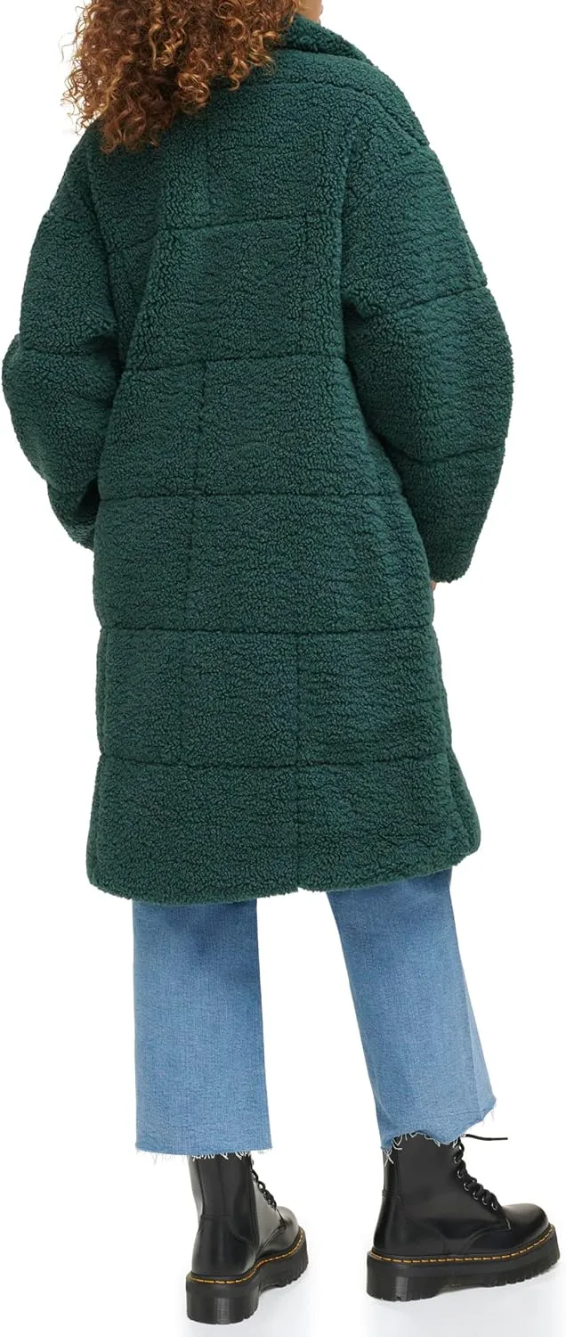 Levi's womens Long Length Patchwork Quilted Teddy Coat