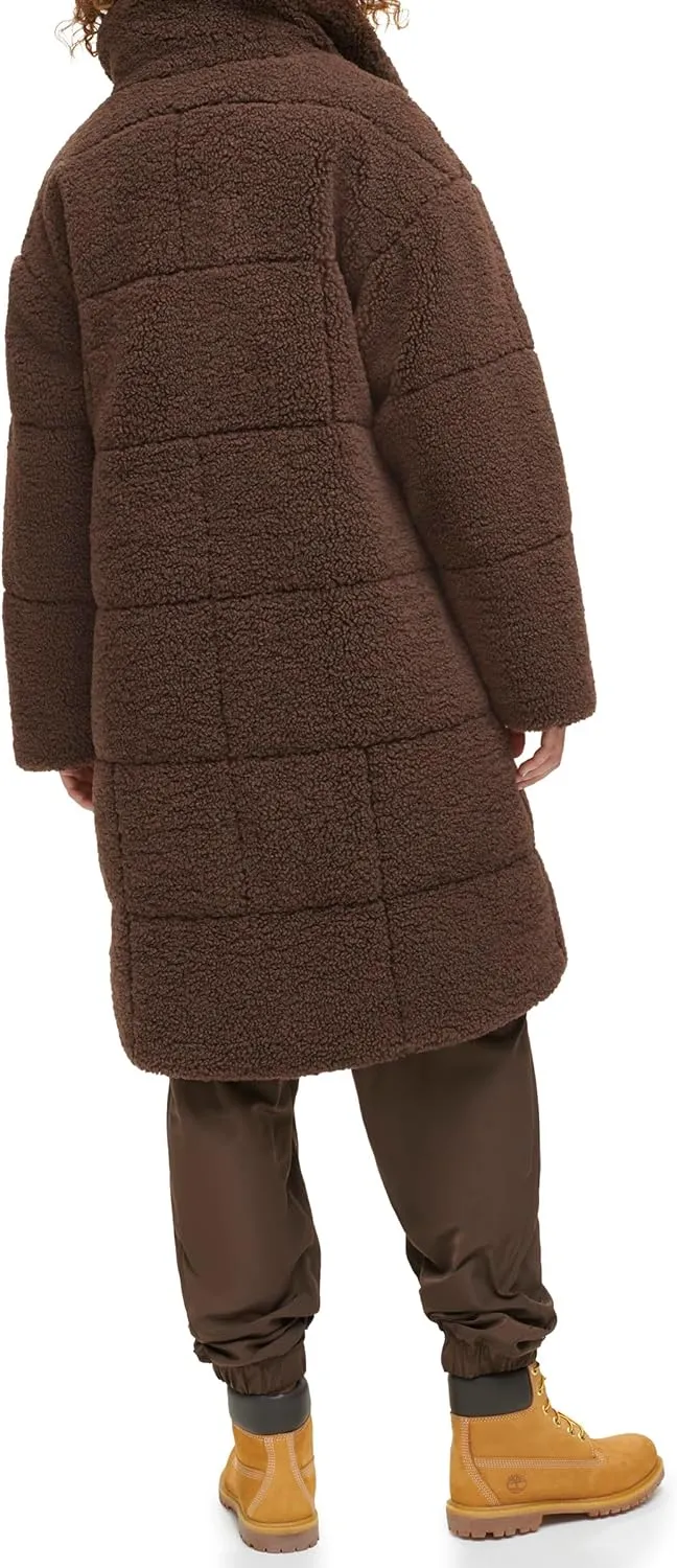 Levi's womens Long Length Patchwork Quilted Teddy Coat