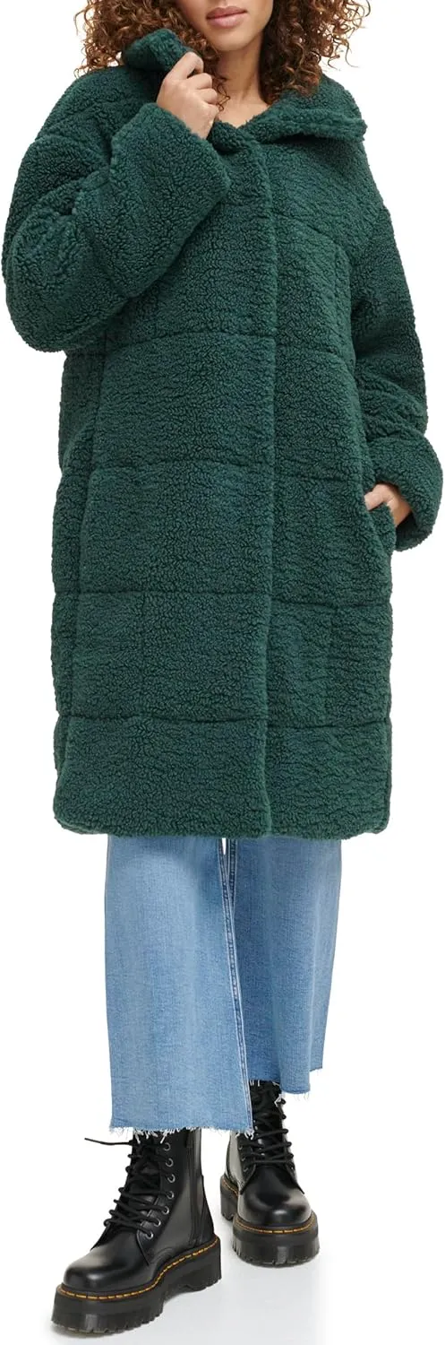 Levi's womens Long Length Patchwork Quilted Teddy Coat