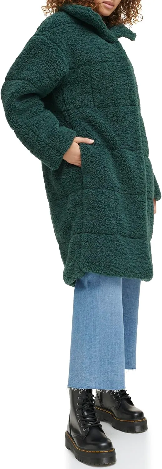 Levi's womens Long Length Patchwork Quilted Teddy Coat