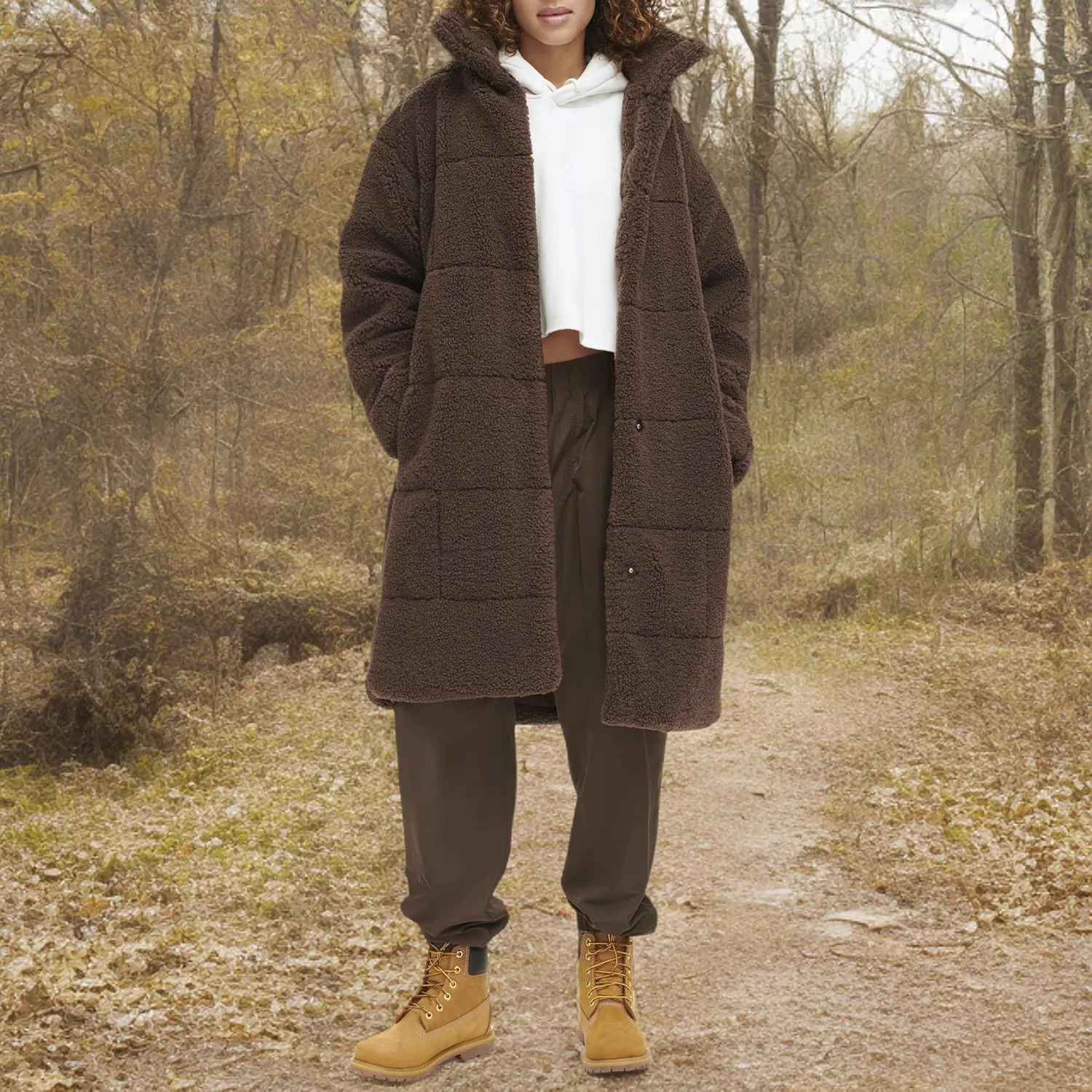 Levi's womens Long Length Patchwork Quilted Teddy Coat
