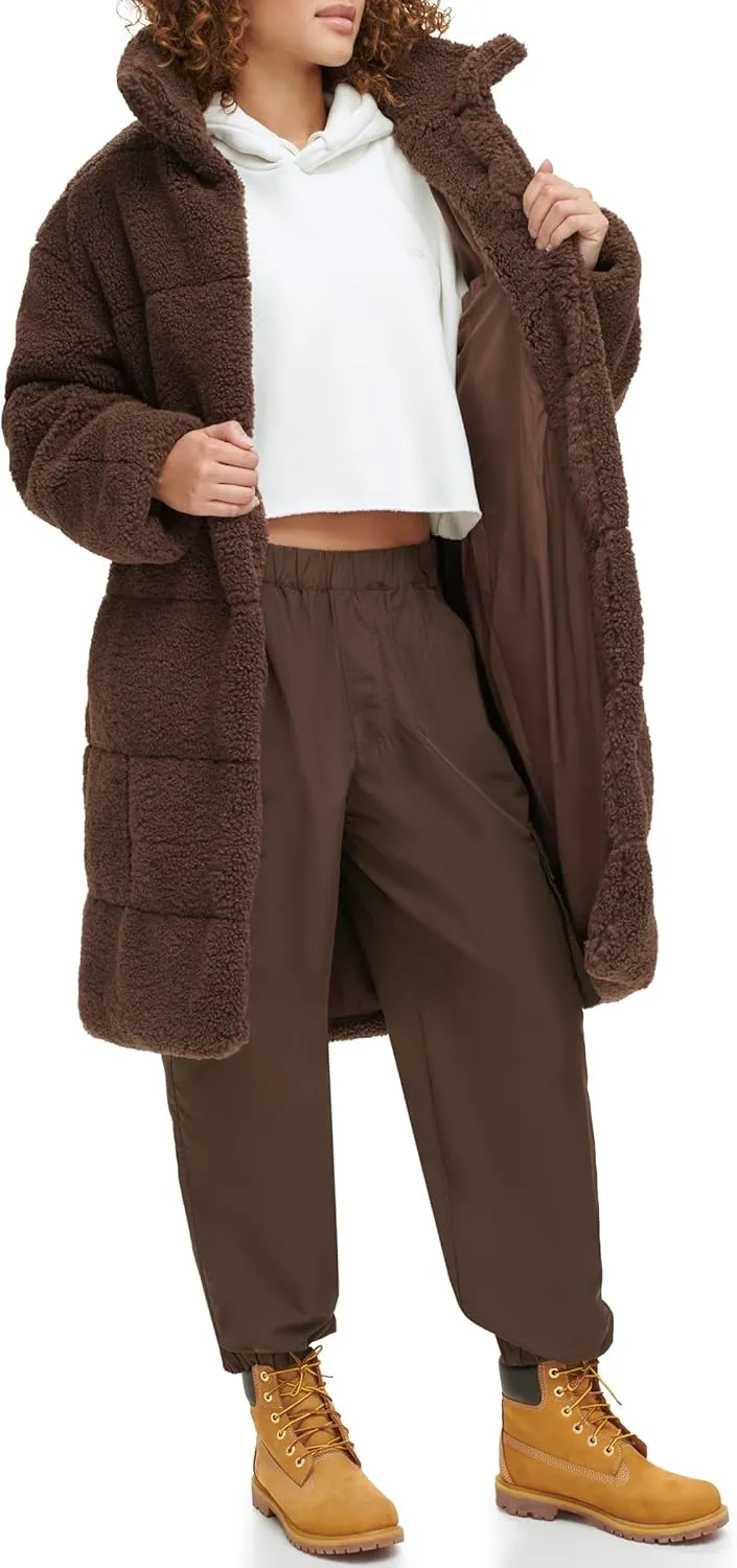 Levi's womens Long Length Patchwork Quilted Teddy Coat