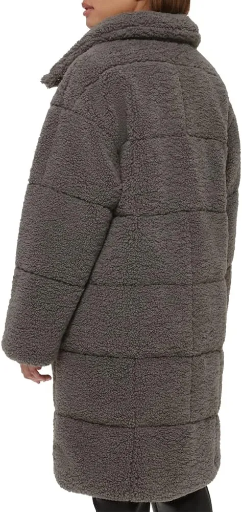 Levi's womens Long Length Patchwork Quilted Teddy Coat