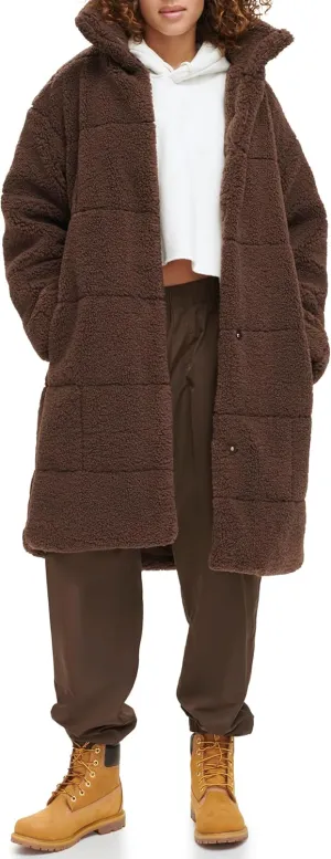 Levi's womens Long Length Patchwork Quilted Teddy Coat