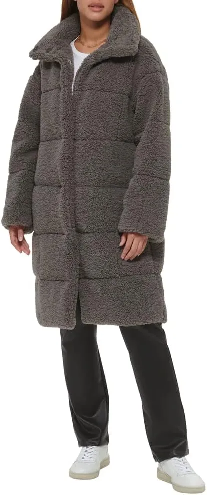 Levi's womens Long Length Patchwork Quilted Teddy Coat